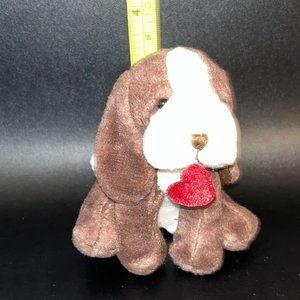 Russ Tiny Puppy Dog Hound Heart in Mouth Plush Stuffed Animal Toy Approx 3.5"